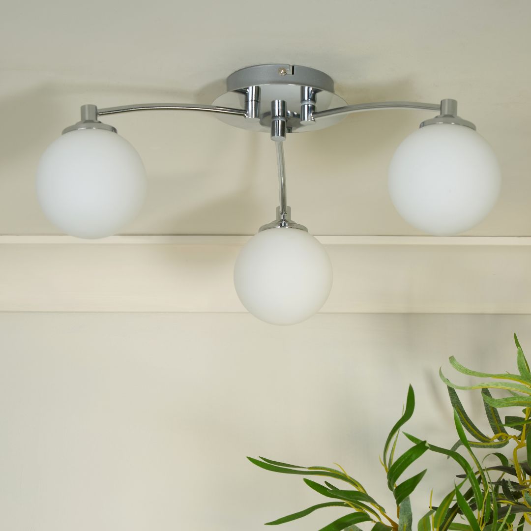 Freyza - Navarro 3 Light Chrome Semi Flush Ceiling Light