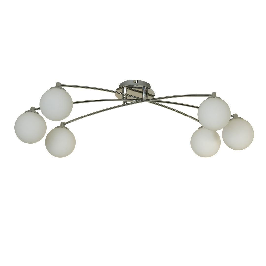 Freyza - Navarro 6 Light Chrome Semi Flush Ceiling Light