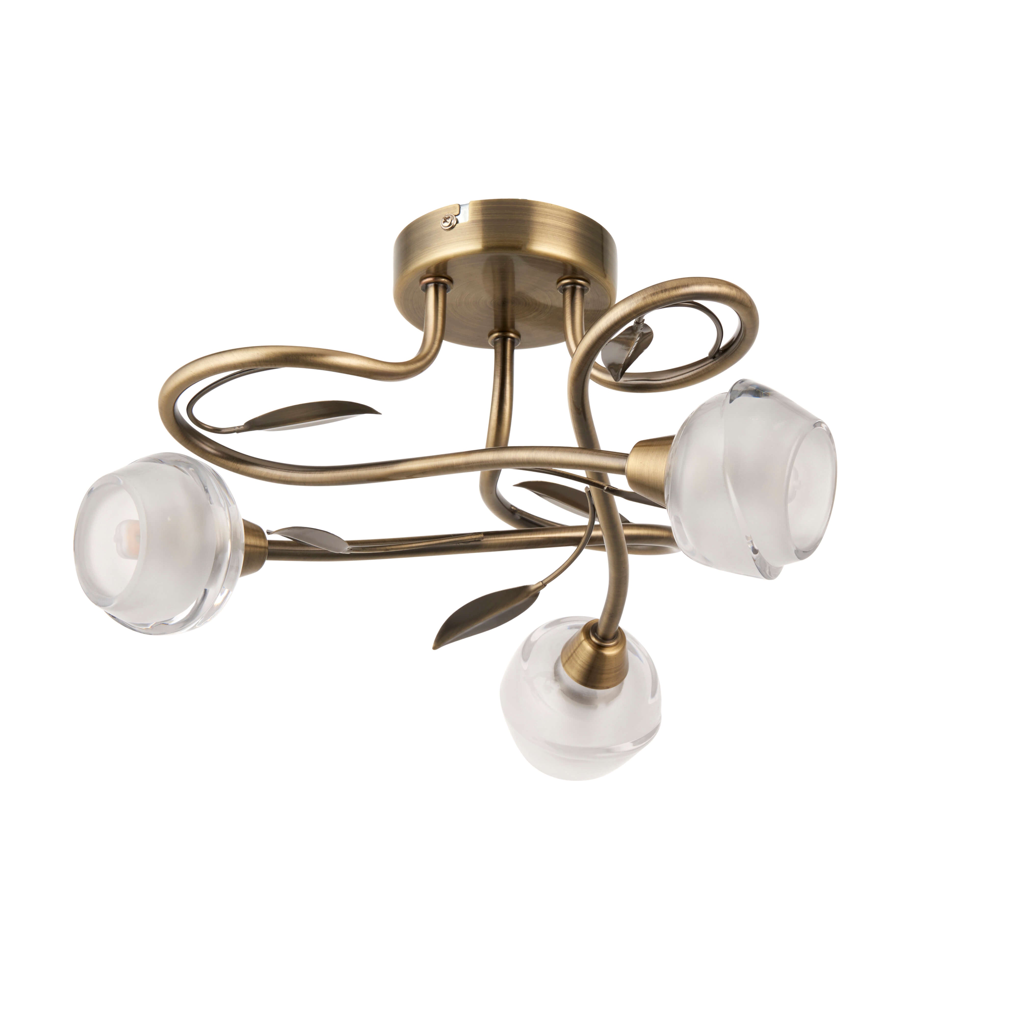 Freyza - Maywood 3 Light Semi Flush Ceiling Light Antique Brass