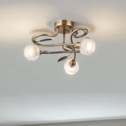 Freyza - Maywood 3 Light Semi Flush Ceiling Light Antique Brass