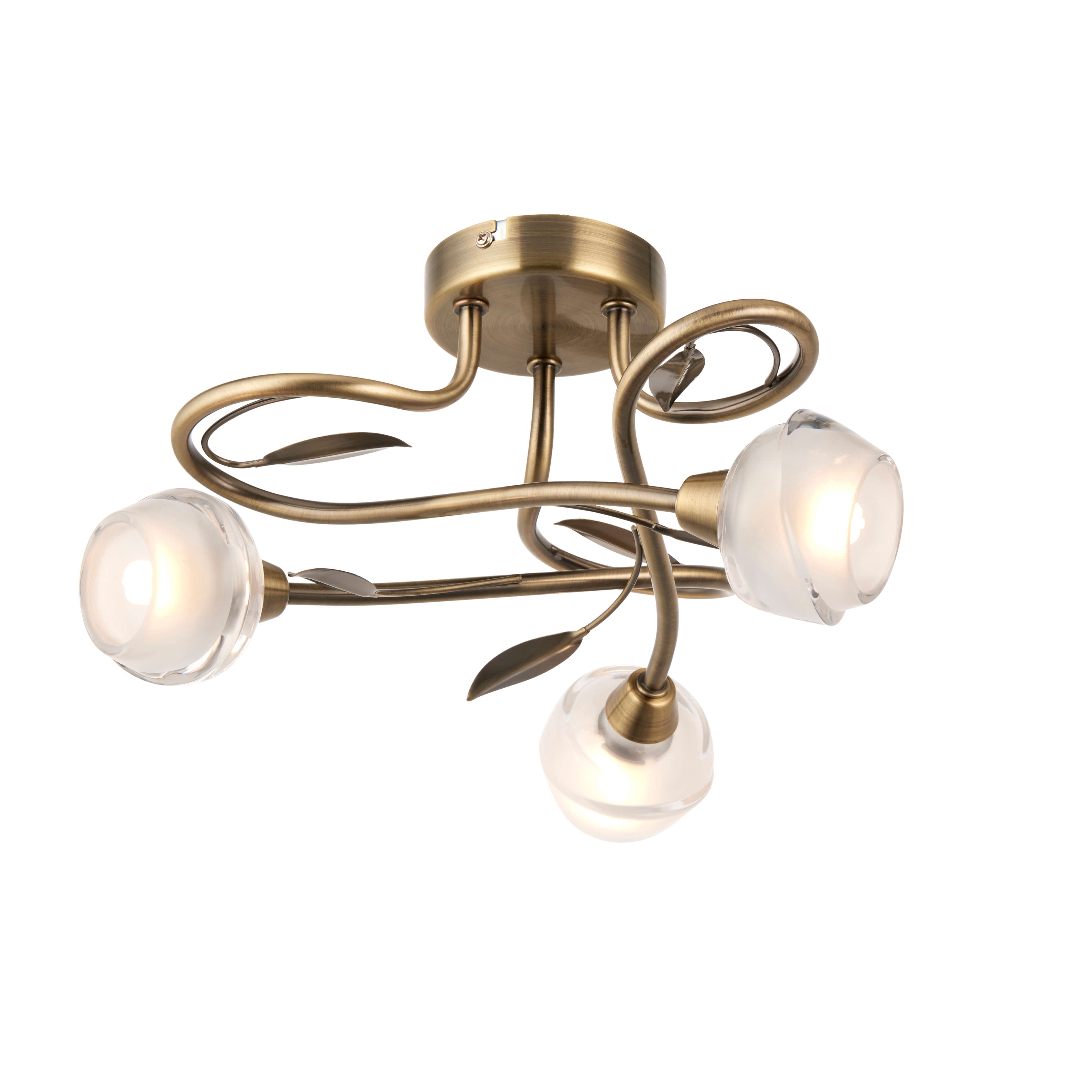 Freyza - Maywood 3 Light Semi Flush Ceiling Light Antique Brass
