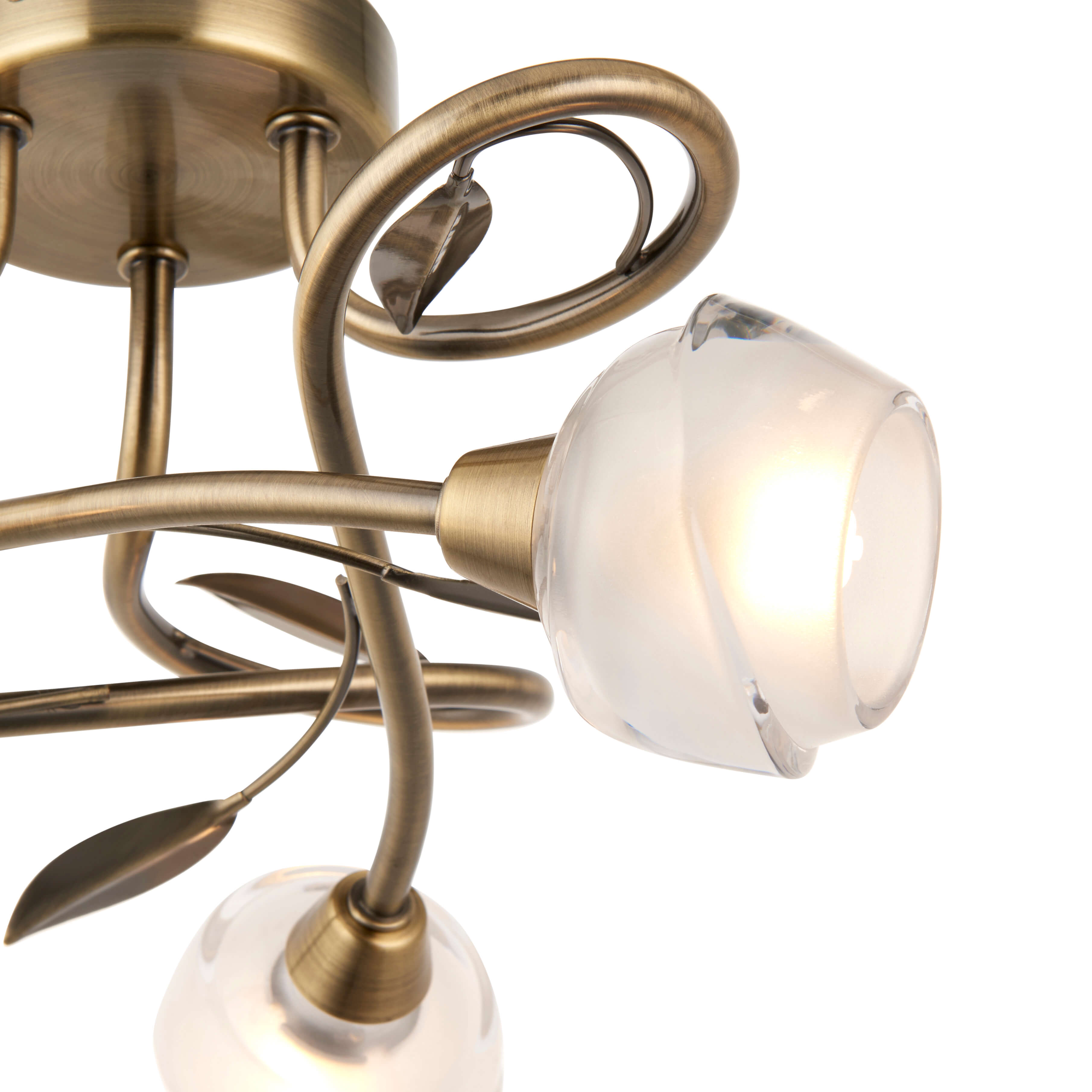 Freyza - Maywood 3 Light Semi Flush Ceiling Light Antique Brass