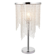 Freyza – Polished Chrome 1-Light Table Lamp | 52 cm Clear Glass Droplet Shade Indoor Lighting Fixture