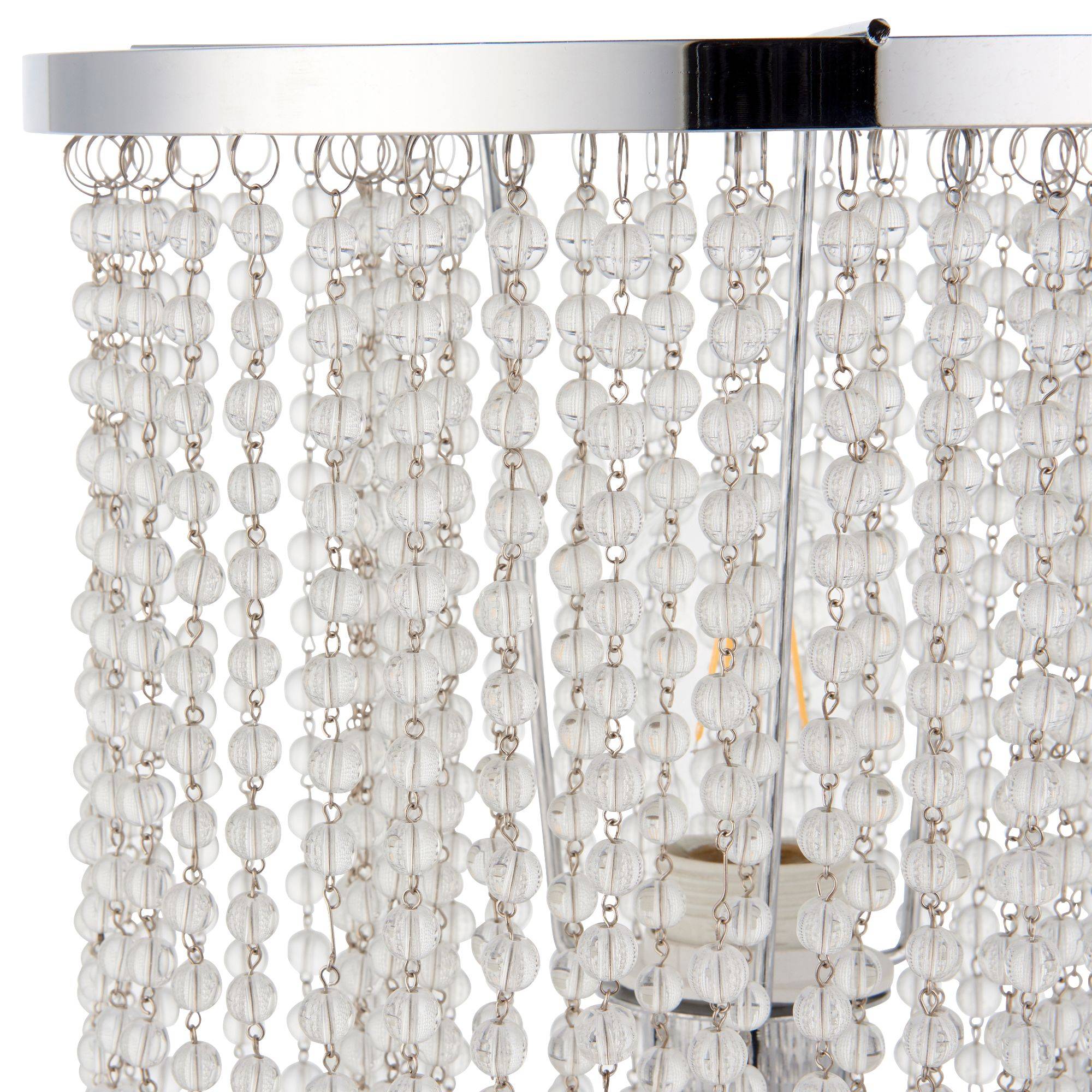 Freyza – Polished Chrome 1-Light Table Lamp | 52 cm Clear Glass Droplet Shade Indoor Lighting Fixture