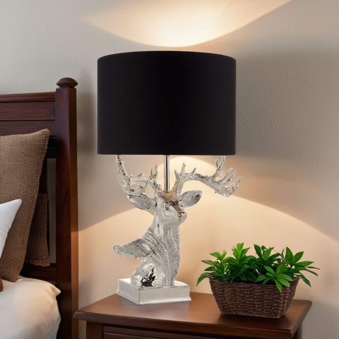 Freyza - Table Lamp | Modern Textured Ceramic Base with Fabric Drum Shade | Stylish Interior Lighting for Living Room & Bedroom