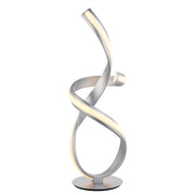 Freyza - LED Table Lamp | Modern Swirling Matt Silver Base | Contemporary Warm White Integrated Light for Living Rooms & Hallways