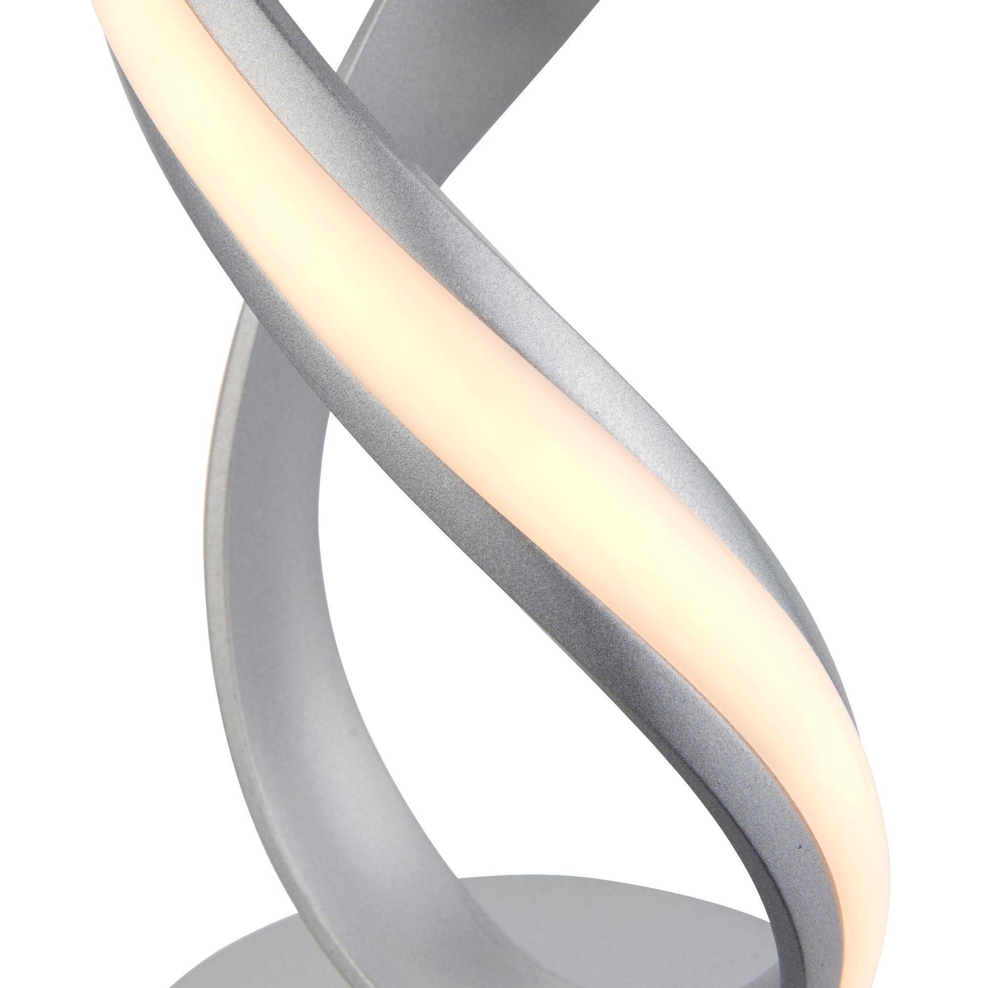 Freyza - LED Table Lamp | Modern Swirling Matt Silver Base | Contemporary Warm White Integrated Light for Living Rooms & Hallways