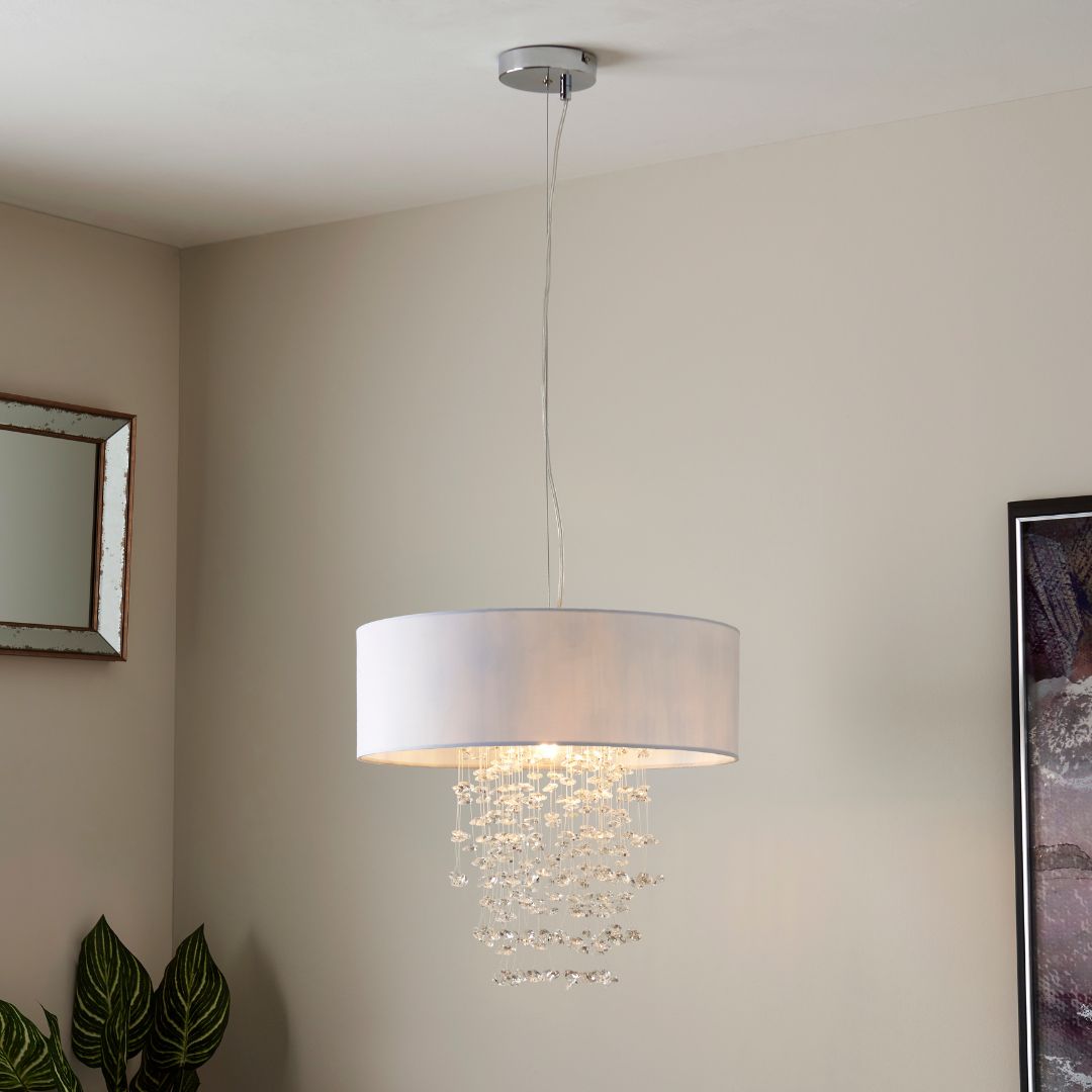 Lunaria | Elegant Silver and White Ceiling Pendant Light Fixture 1