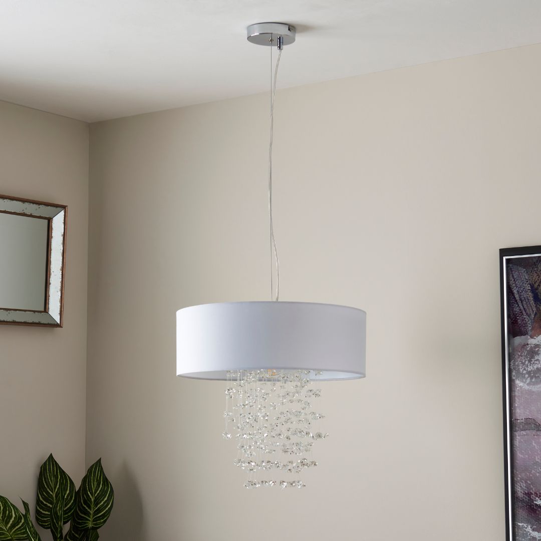 Lunaria | Elegant Silver and White Ceiling Pendant Light Fixture 2