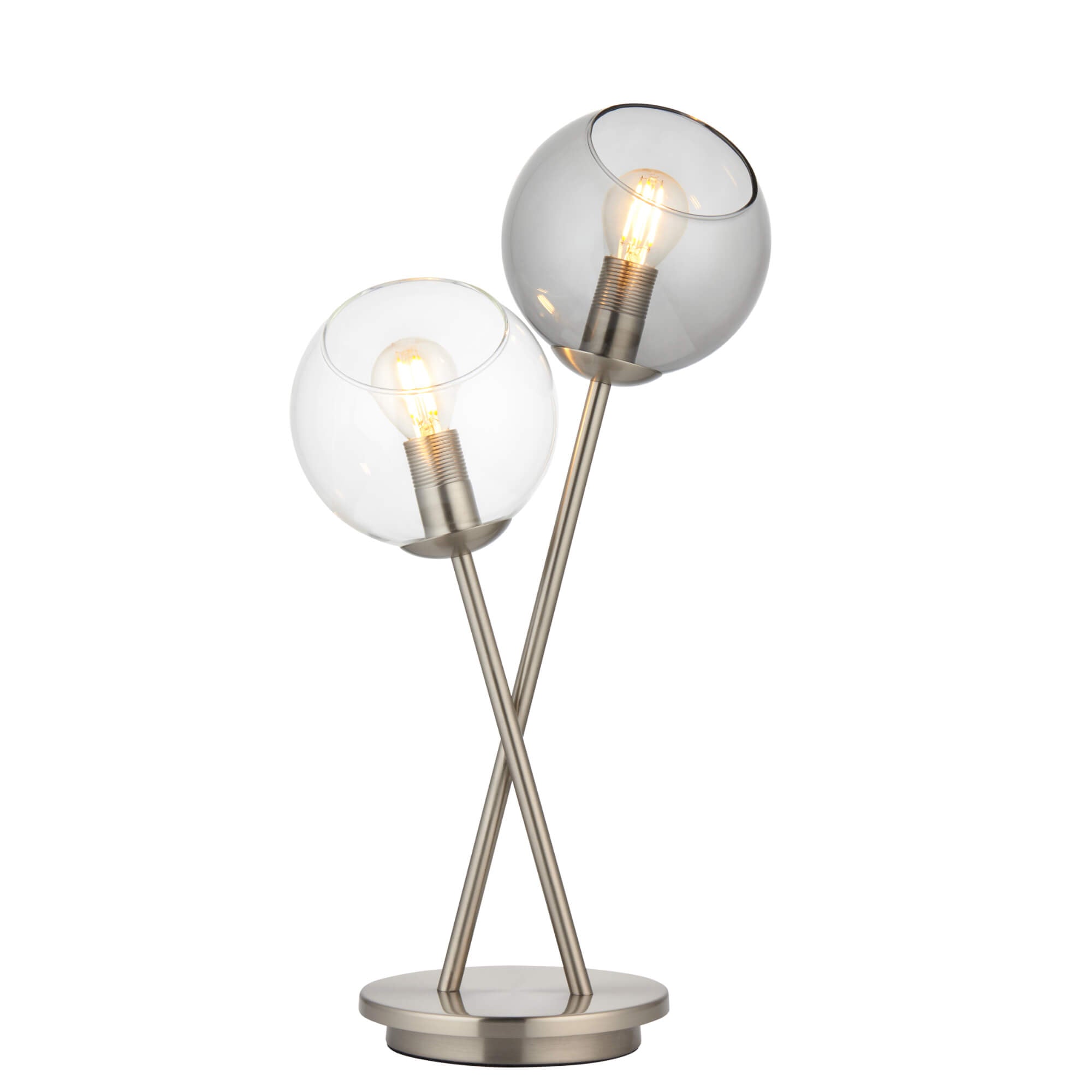 Branco | Stylish Elegant Satin Nickel Smoked Glass Table Lamp 3