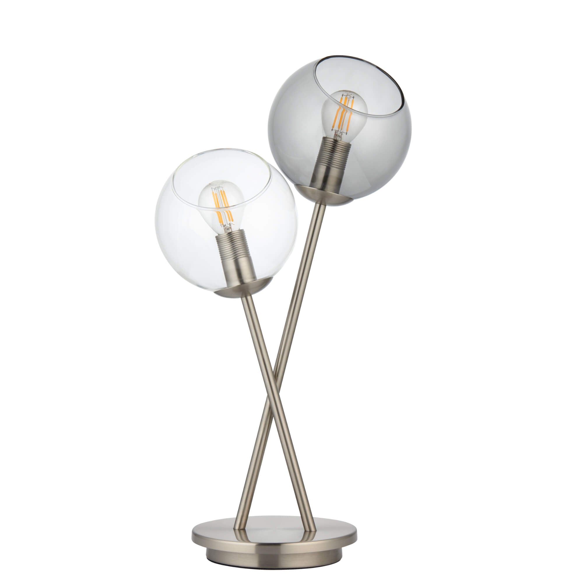 Branco | Stylish Elegant Satin Nickel Smoked Glass Table Lamp 4