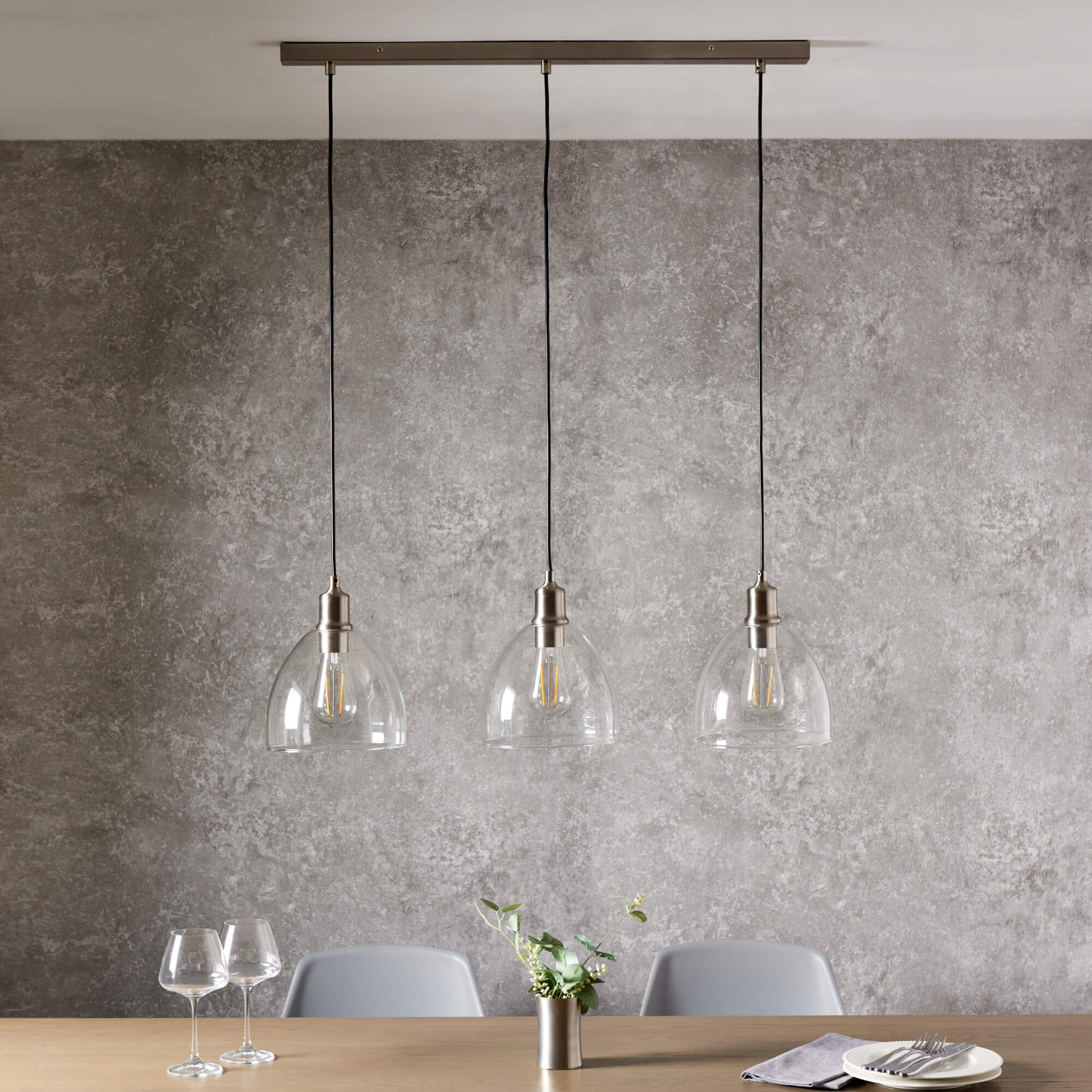NexonLight | Chic Adjustable Nickel Glass Pendant Bar Fixture 2