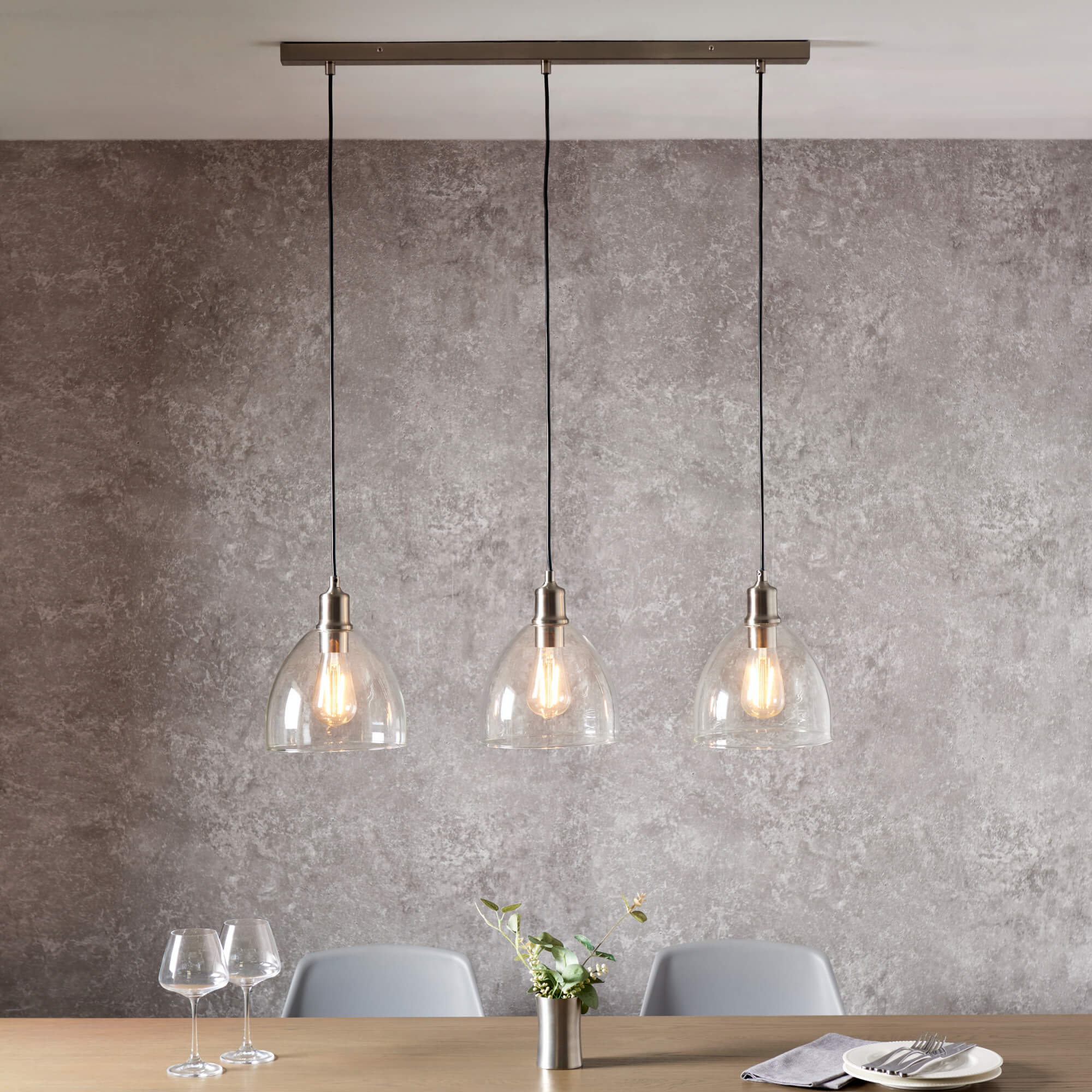 NexonLight | Chic Adjustable Nickel Glass Pendant Bar Fixture 1