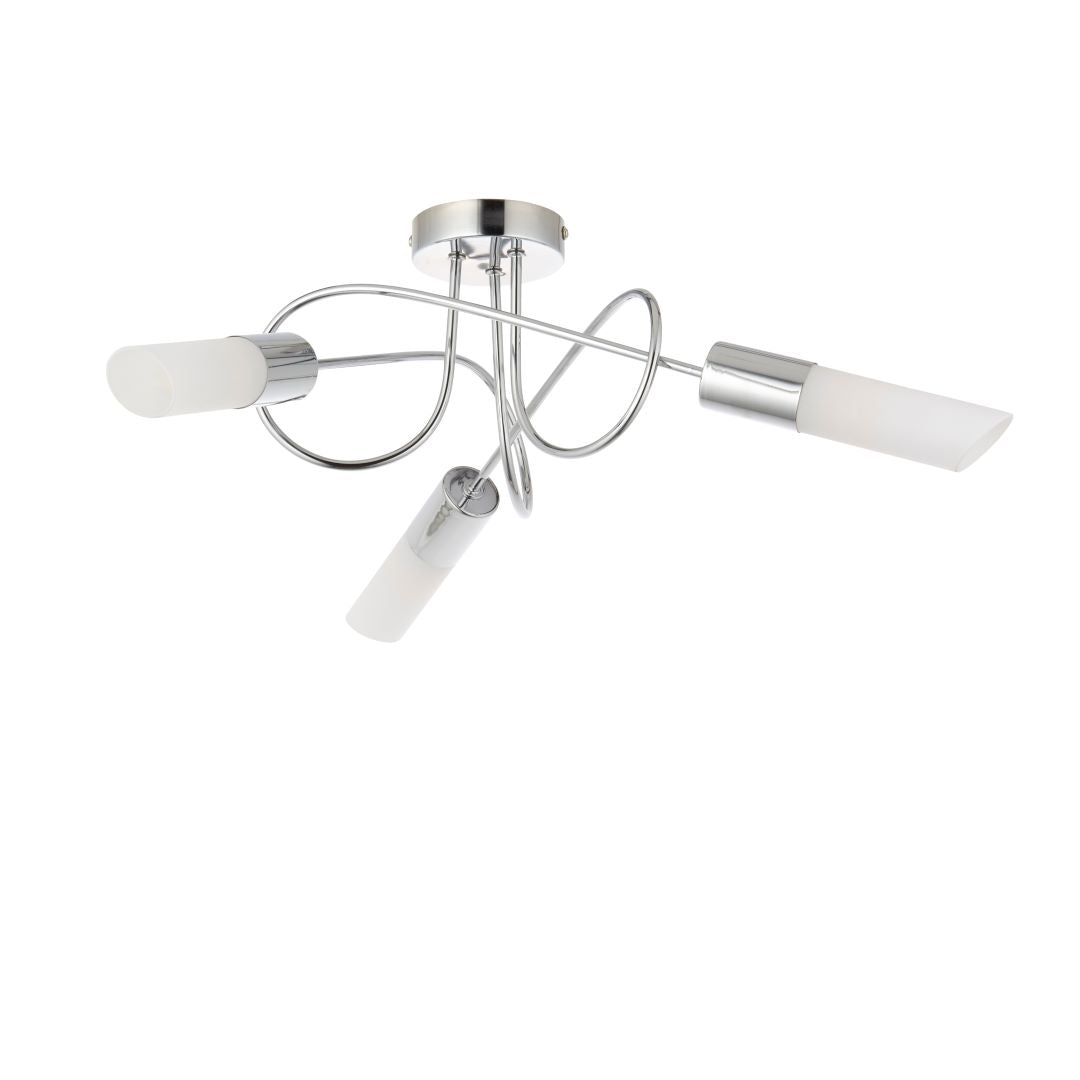 Freyza - Patras Chrome 3 Light Semi Flush Ceiling  Light