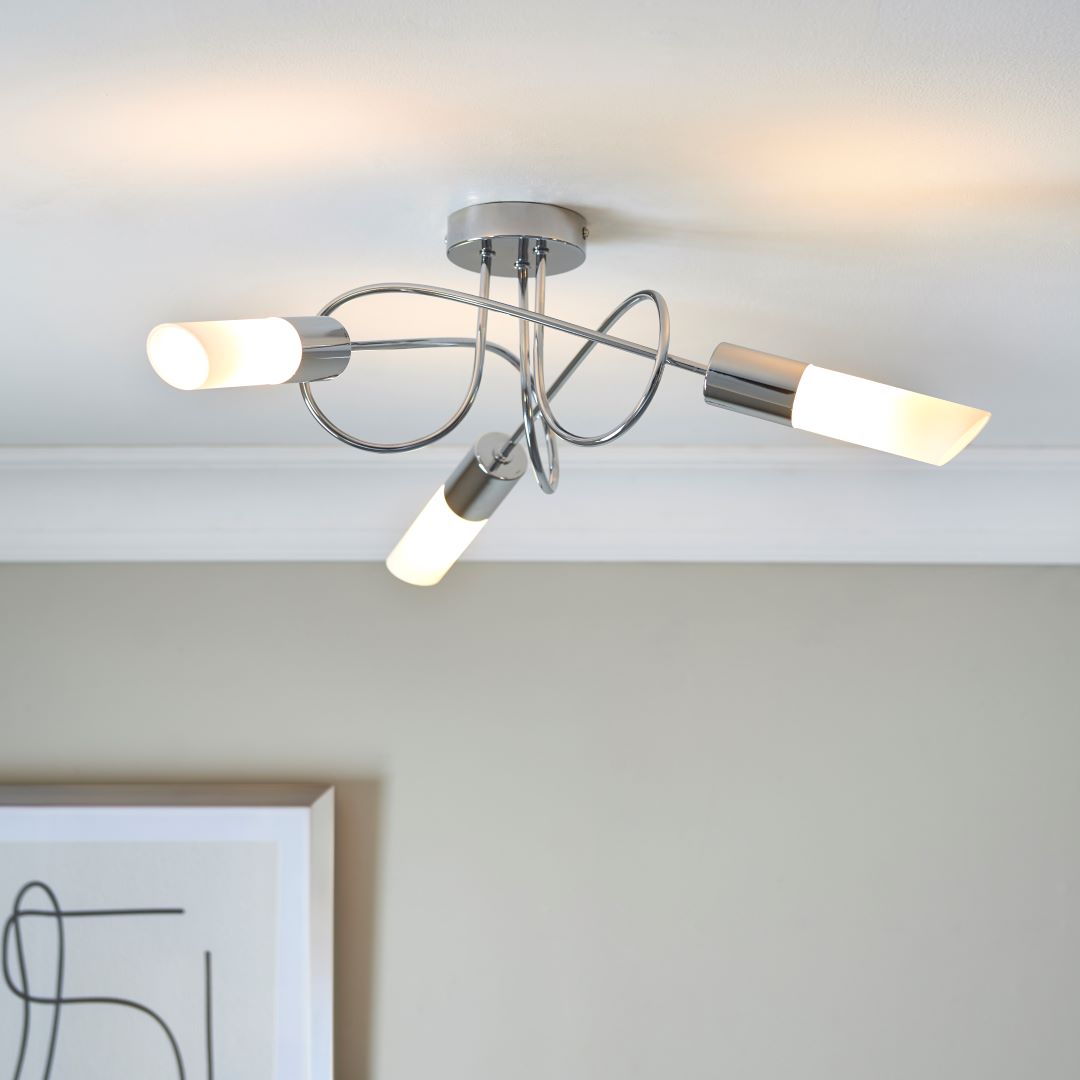 Freyza - Patras Chrome 3 Light Semi Flush Ceiling  Light