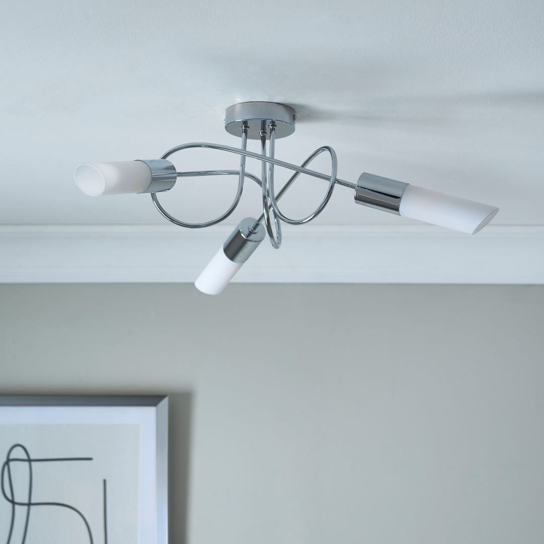 Freyza - Patras Chrome 3 Light Semi Flush Ceiling  Light