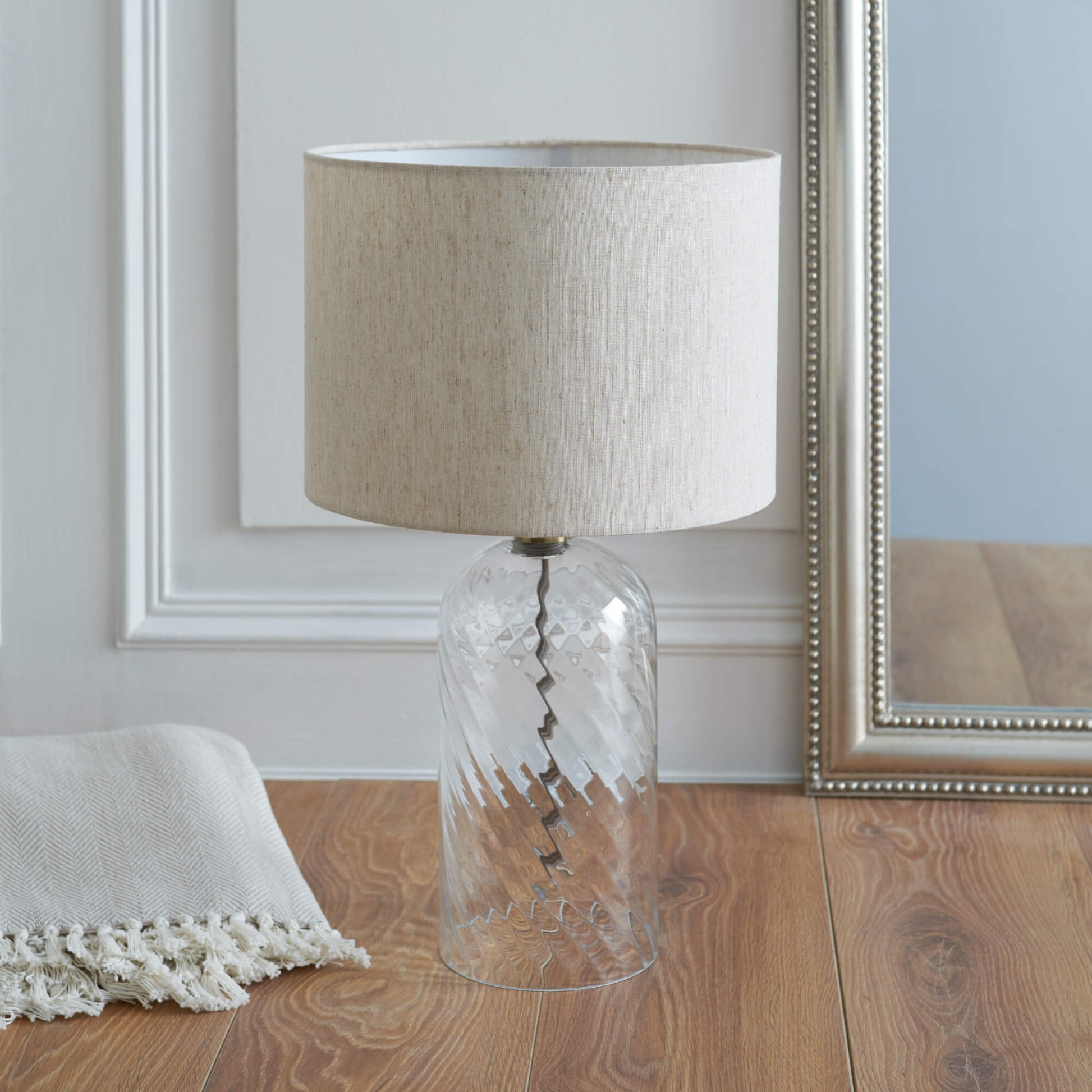 Luminara | Elegant Textured Glass Table Lamp with Brass Accents 2