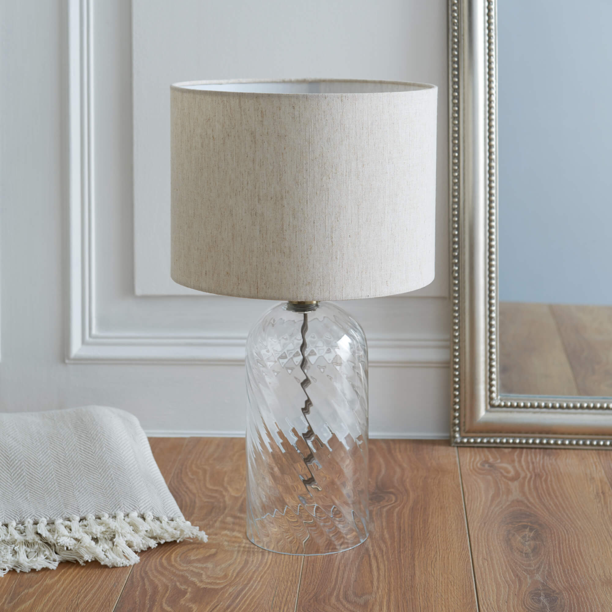 Luminara | Elegant Textured Glass Table Lamp with Brass Accents 2