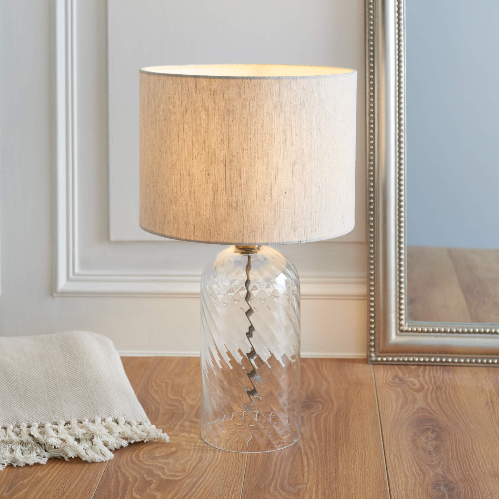 Luminara | Elegant Textured Glass Table Lamp with Brass Accents 1