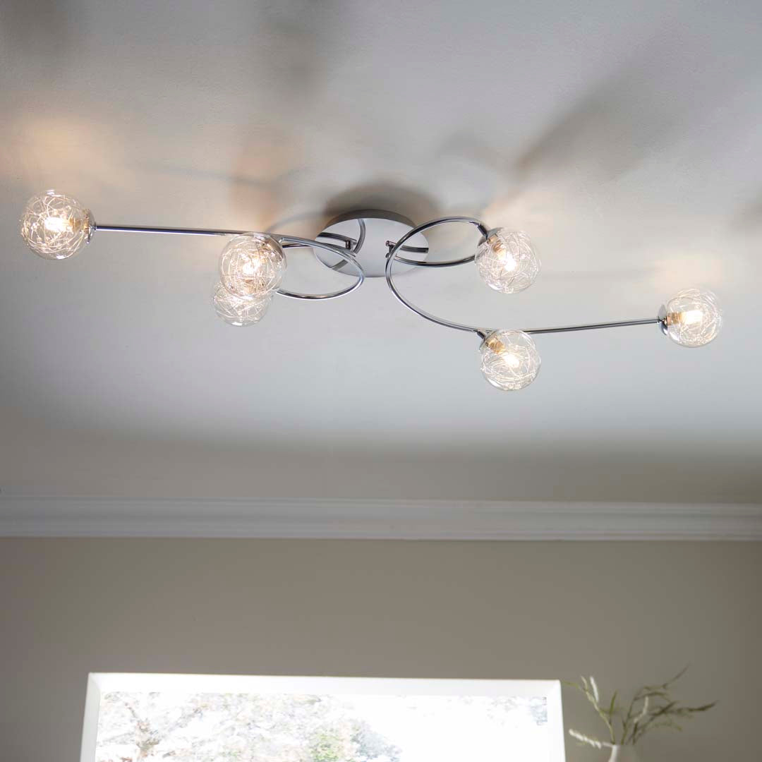 Freyza - Jaymie 6-Light Chrome Semi-Flush Ceiling Light