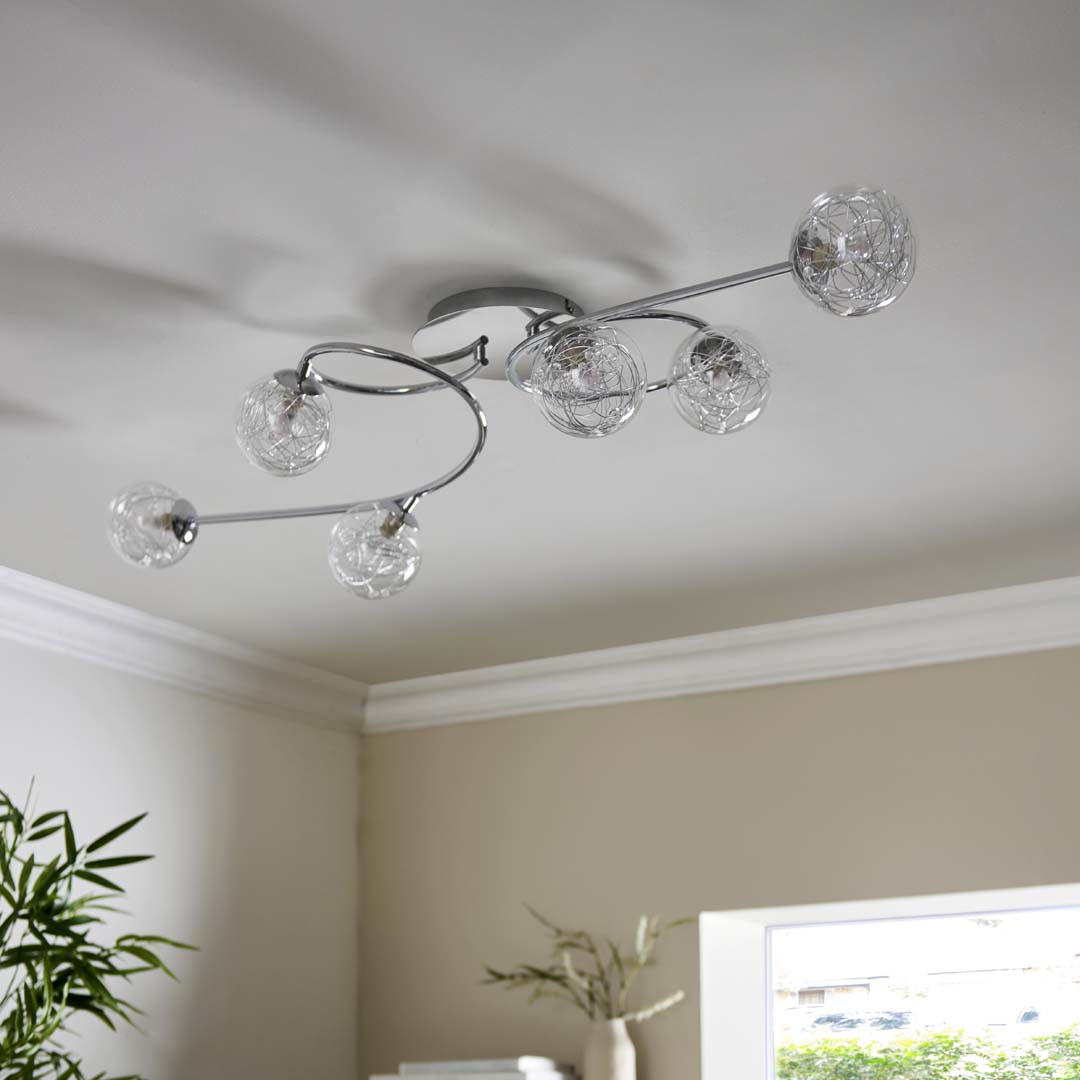 Freyza - Jaymie 6-Light Chrome Semi-Flush Ceiling Light