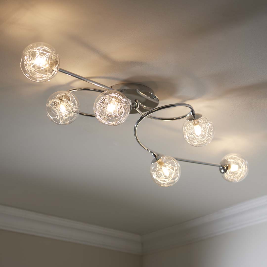Freyza - Jaymie 6-Light Chrome Semi-Flush Ceiling Light