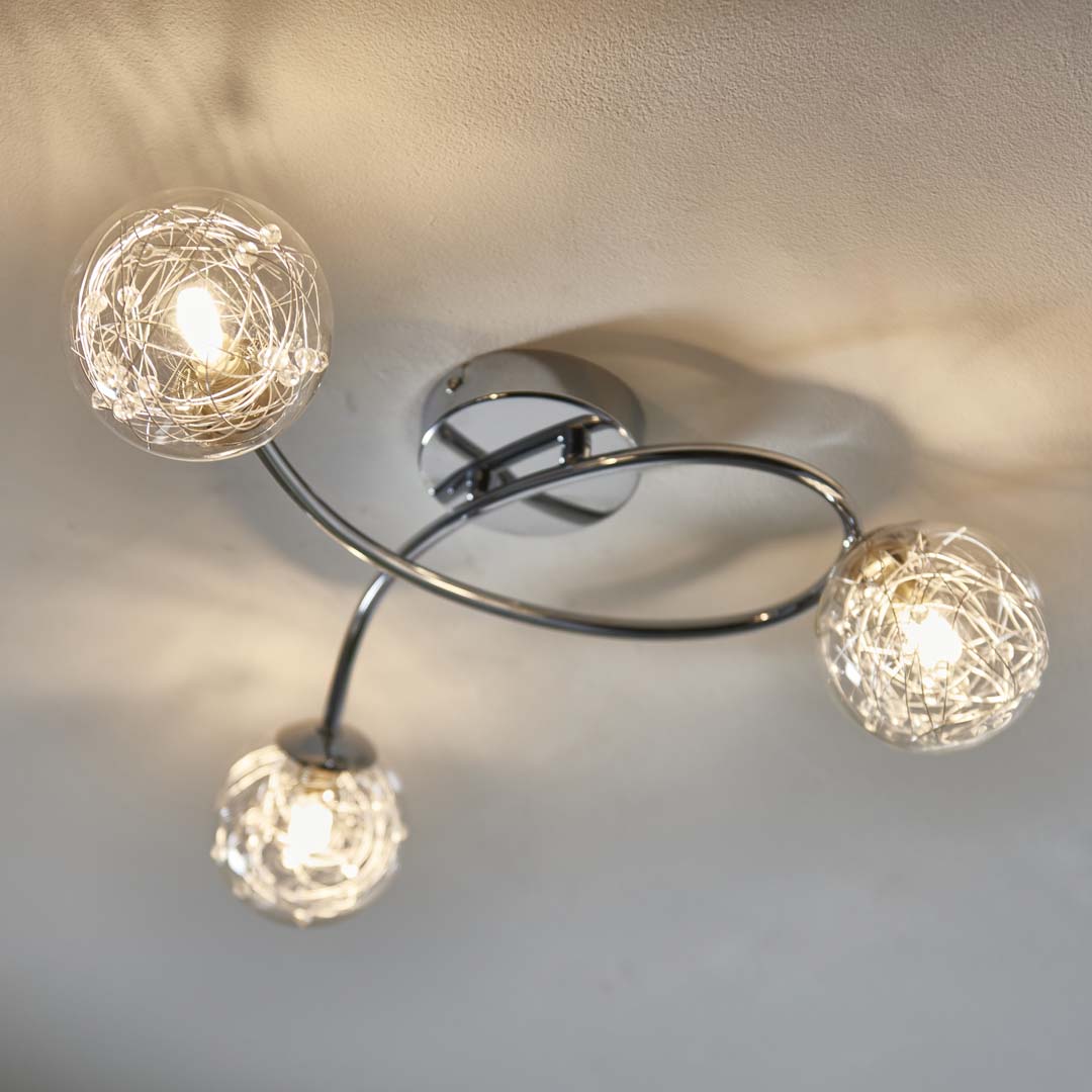 Freyza - Jaymie 3 Light Chrome Semi-Flush Ceiling Light