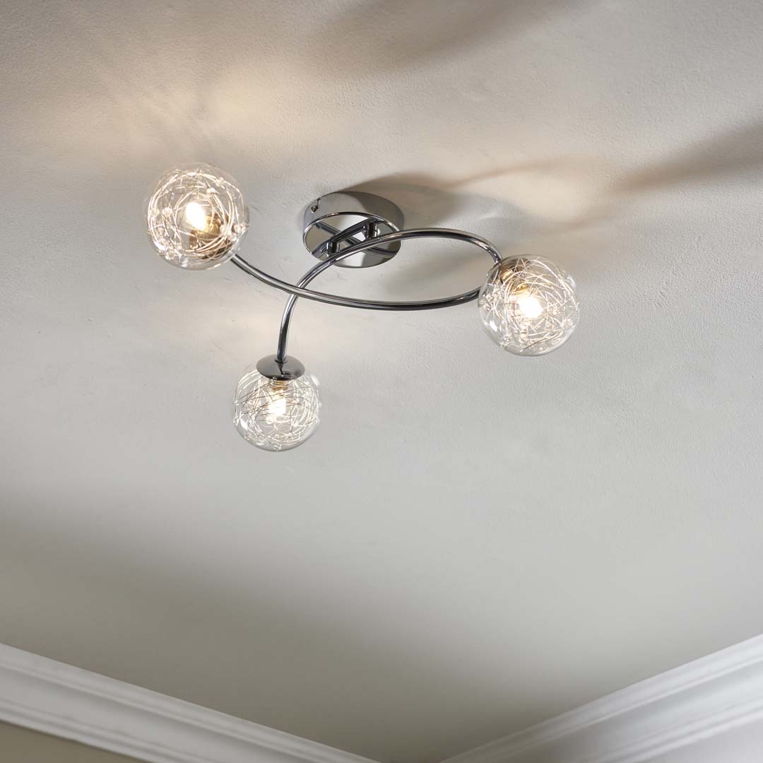 Freyza - Jaymie 3 Light Chrome Semi-Flush Ceiling Light