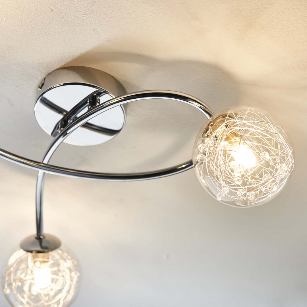Freyza - Jaymie 3 Light Chrome Semi-Flush Ceiling Light