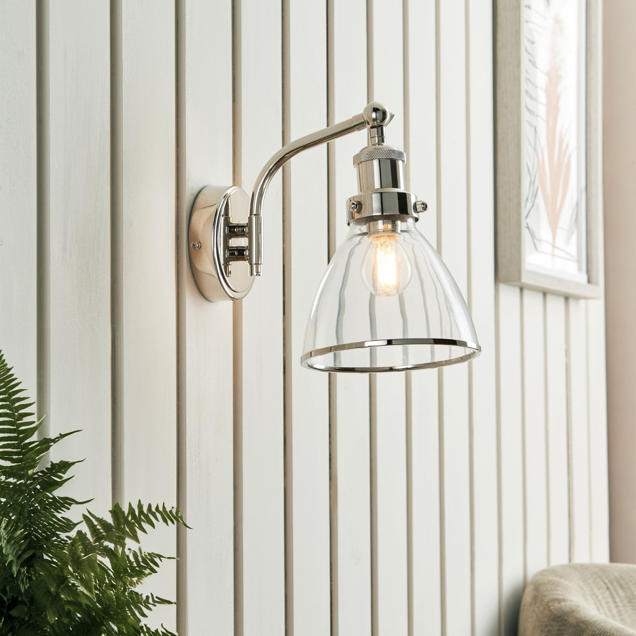 Freyza - Brunswick Polished Nickel & Glass Wall Light