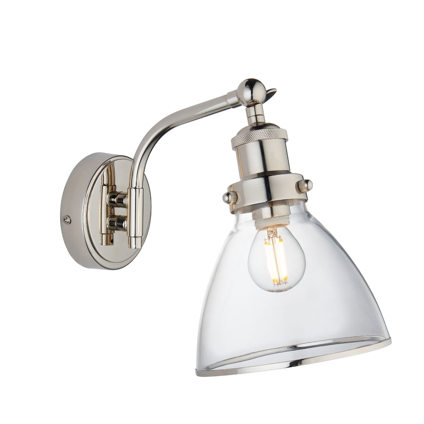 Freyza - Brunswick Polished Nickel & Glass Wall Light