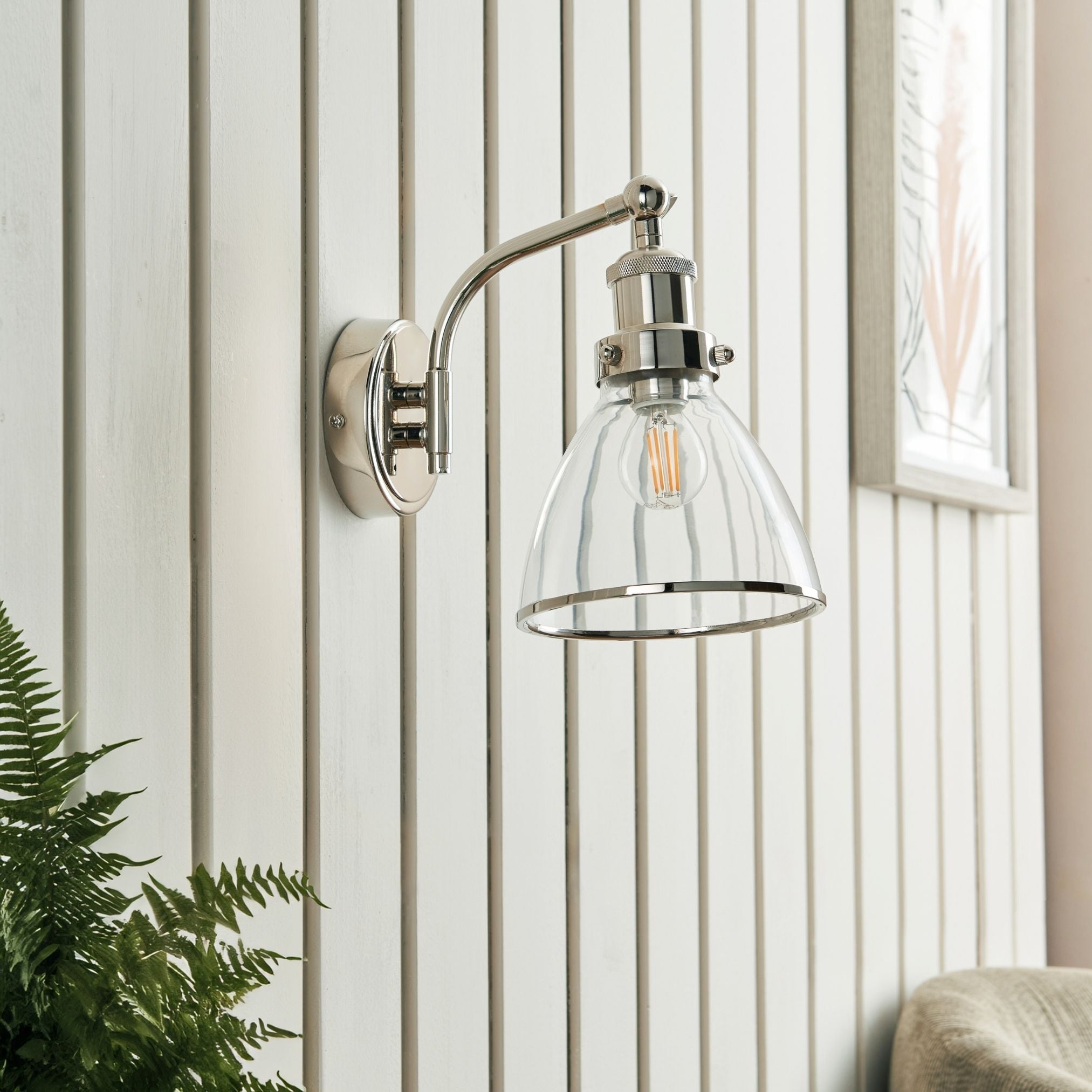 Freyza - Brunswick Polished Nickel & Glass Wall Light