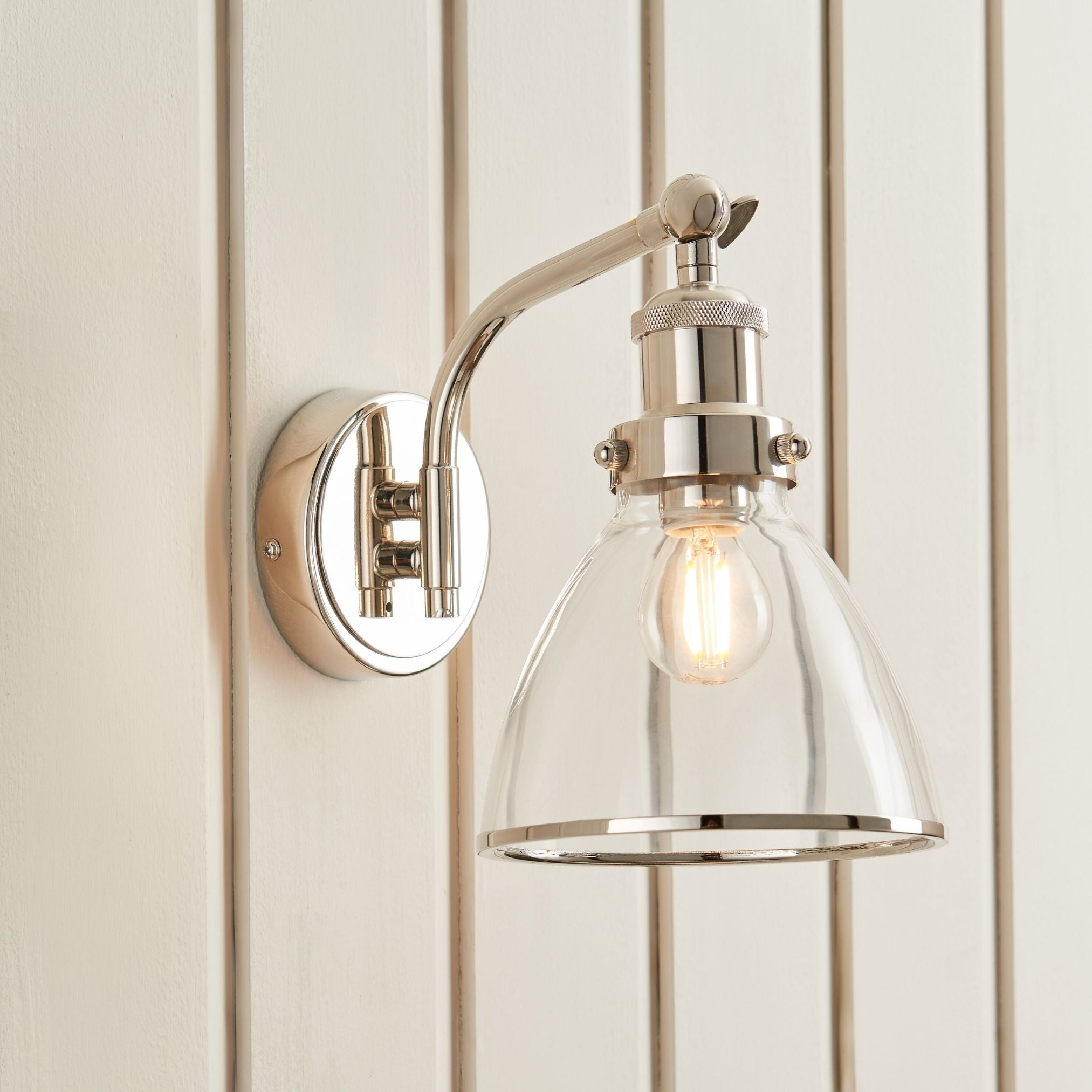 Freyza - Brunswick Polished Nickel & Glass Wall Light