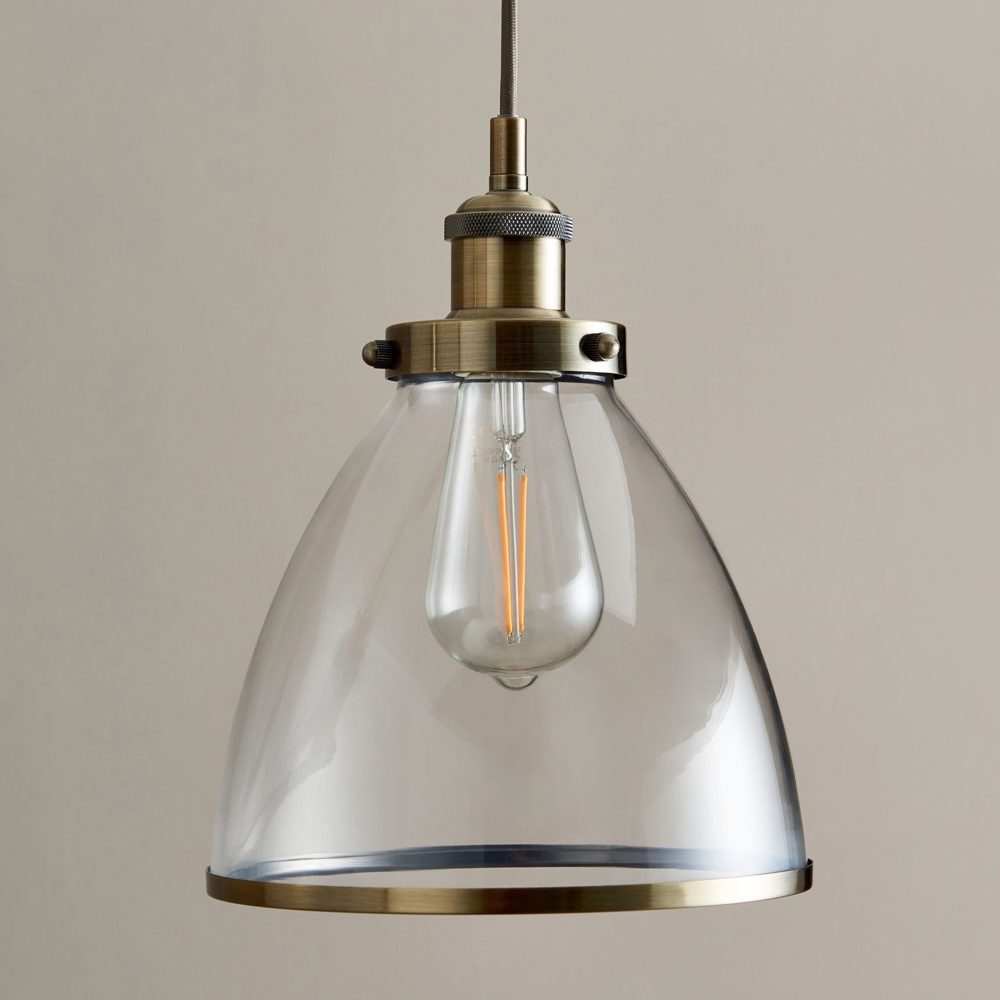 Freyza - Brunswick 3 Light Antique Brass & Glass Ceiling Pendant Bar