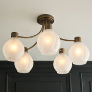 Freyza - Hamilton 5 Light Antique Brass Semi Flush Ceiling Light