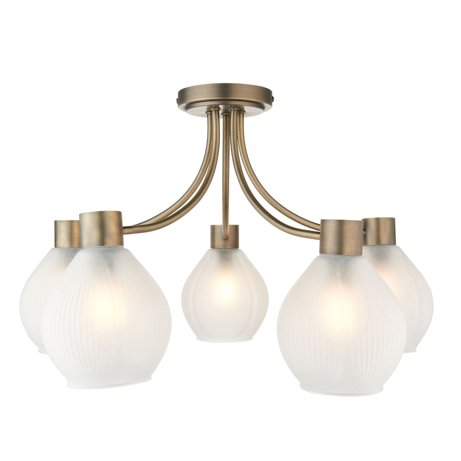 Freyza - Hamilton 5 Light Antique Brass Semi Flush Ceiling Light