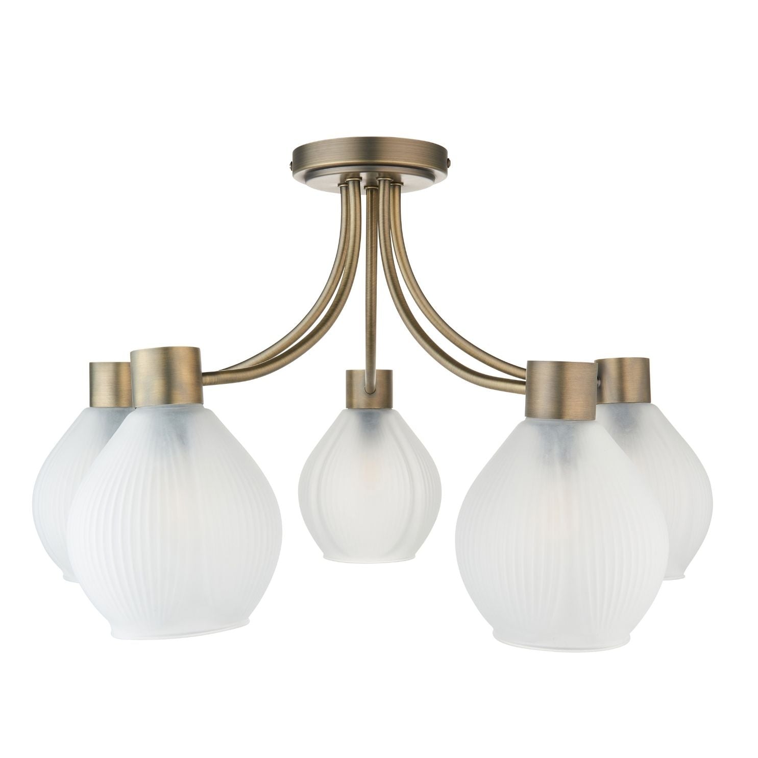 Freyza - Hamilton 5 Light Antique Brass Semi Flush Ceiling Light