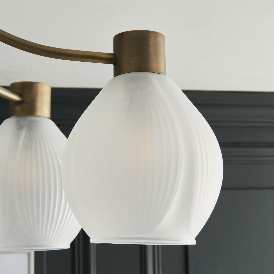 Freyza - Hamilton 5 Light Antique Brass Semi Flush Ceiling Light