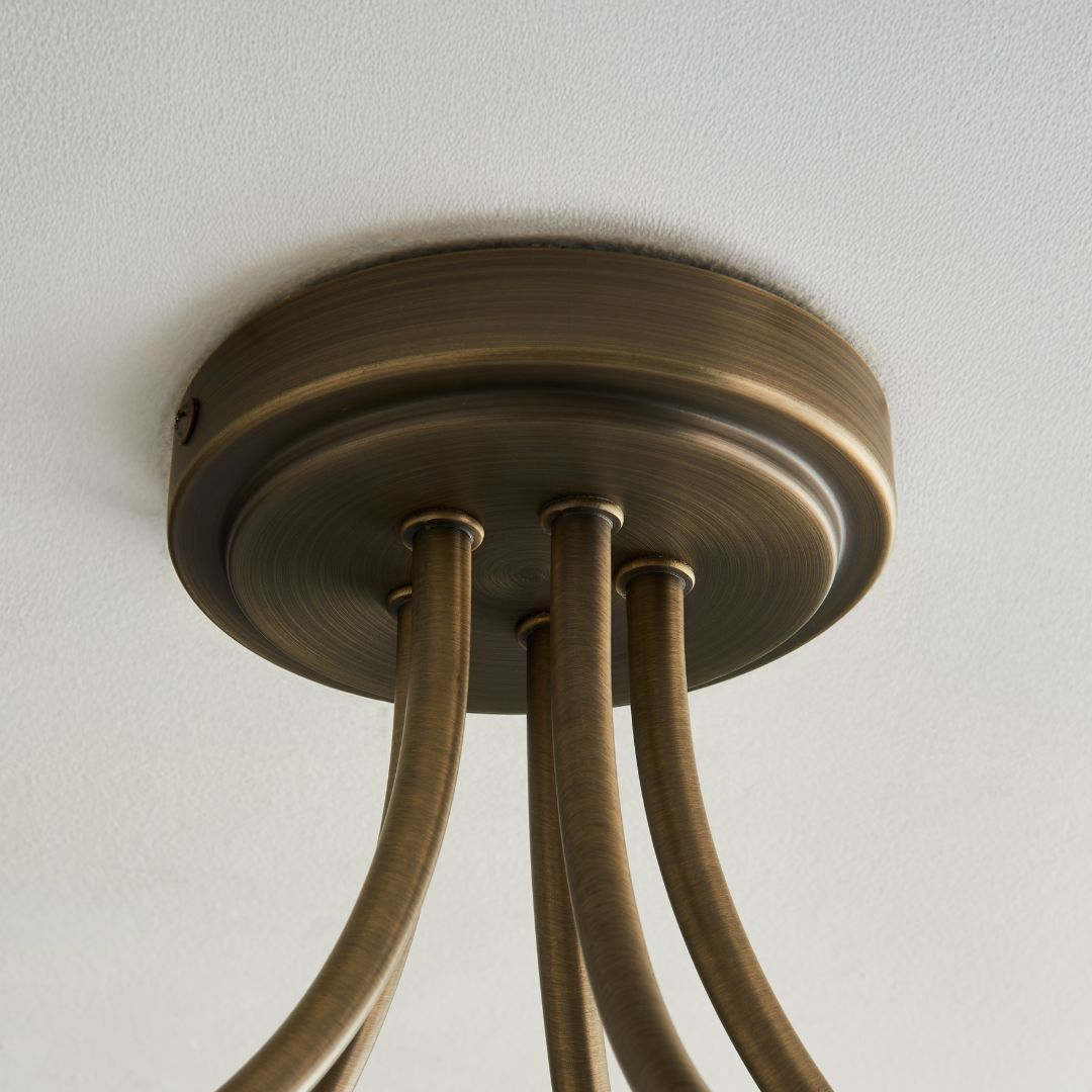 Freyza - Hamilton 5 Light Antique Brass Semi Flush Ceiling Light