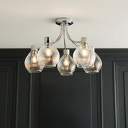 Freyza - Hamilton 5 Light Polished Chrome Semi Flush Ceiling Light