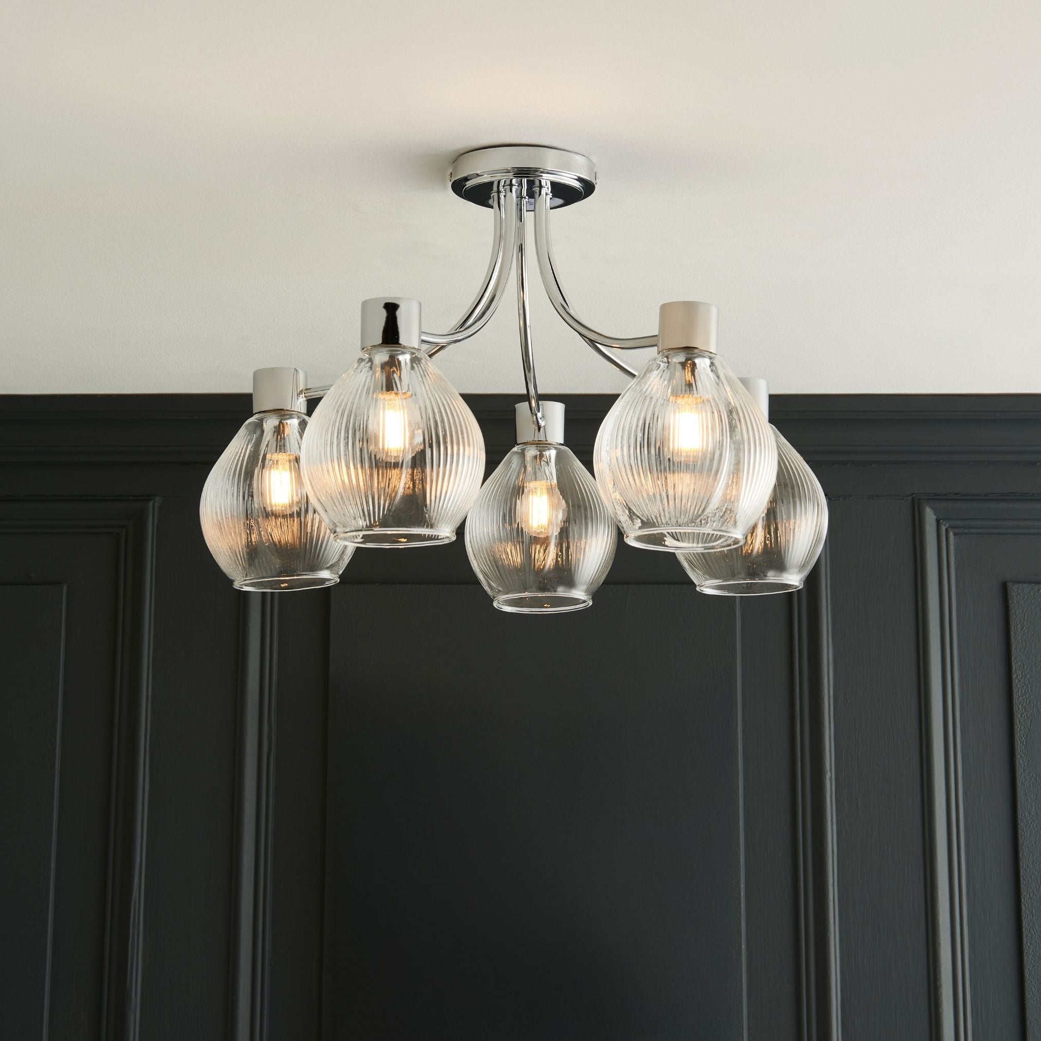 Freyza - Hamilton 5 Light Polished Chrome Semi Flush Ceiling Light