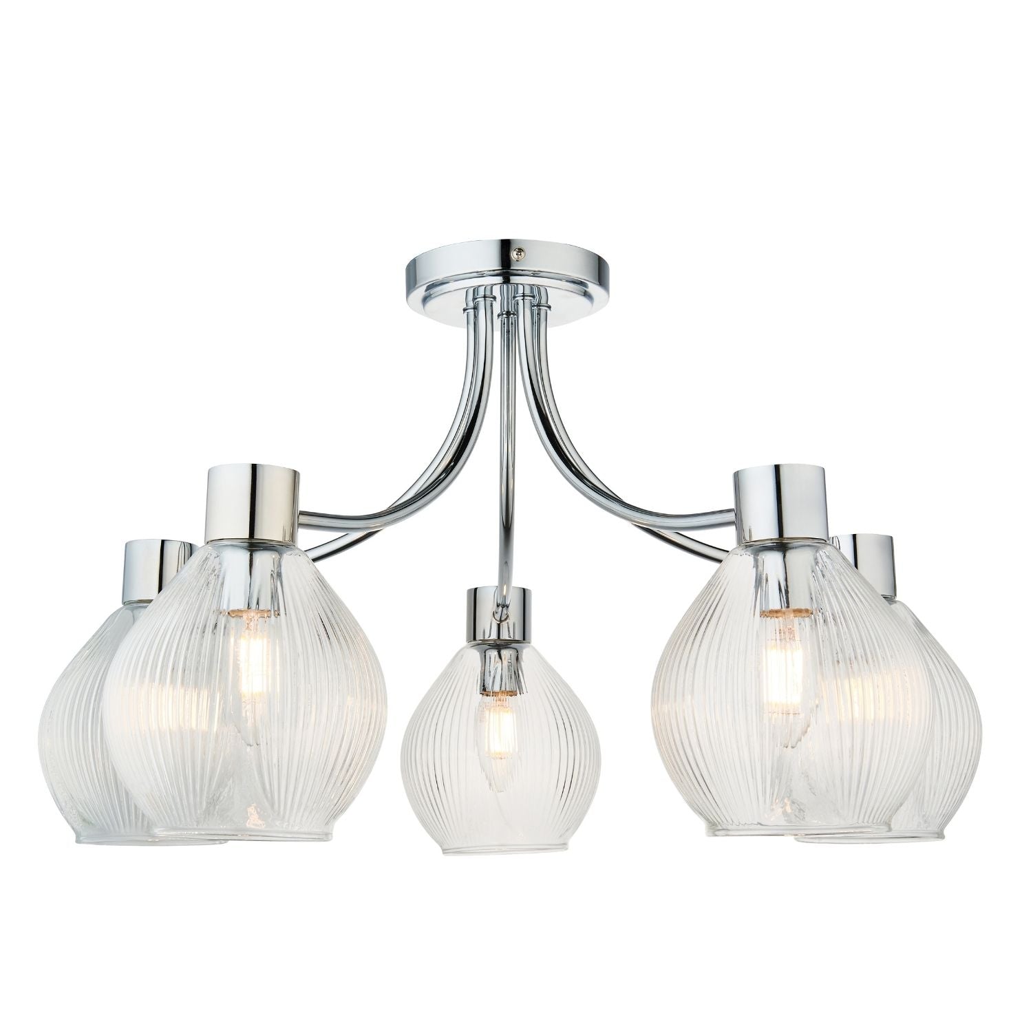 Freyza - Hamilton 5 Light Polished Chrome Semi Flush Ceiling Light