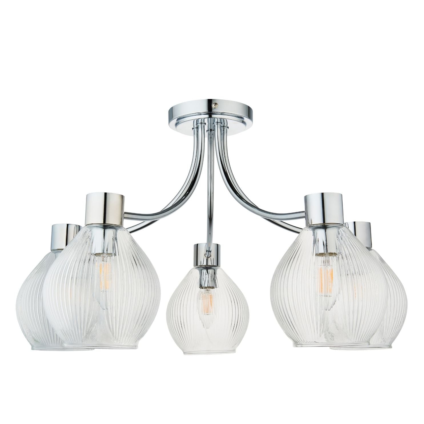 Freyza - Hamilton 5 Light Polished Chrome Semi Flush Ceiling Light