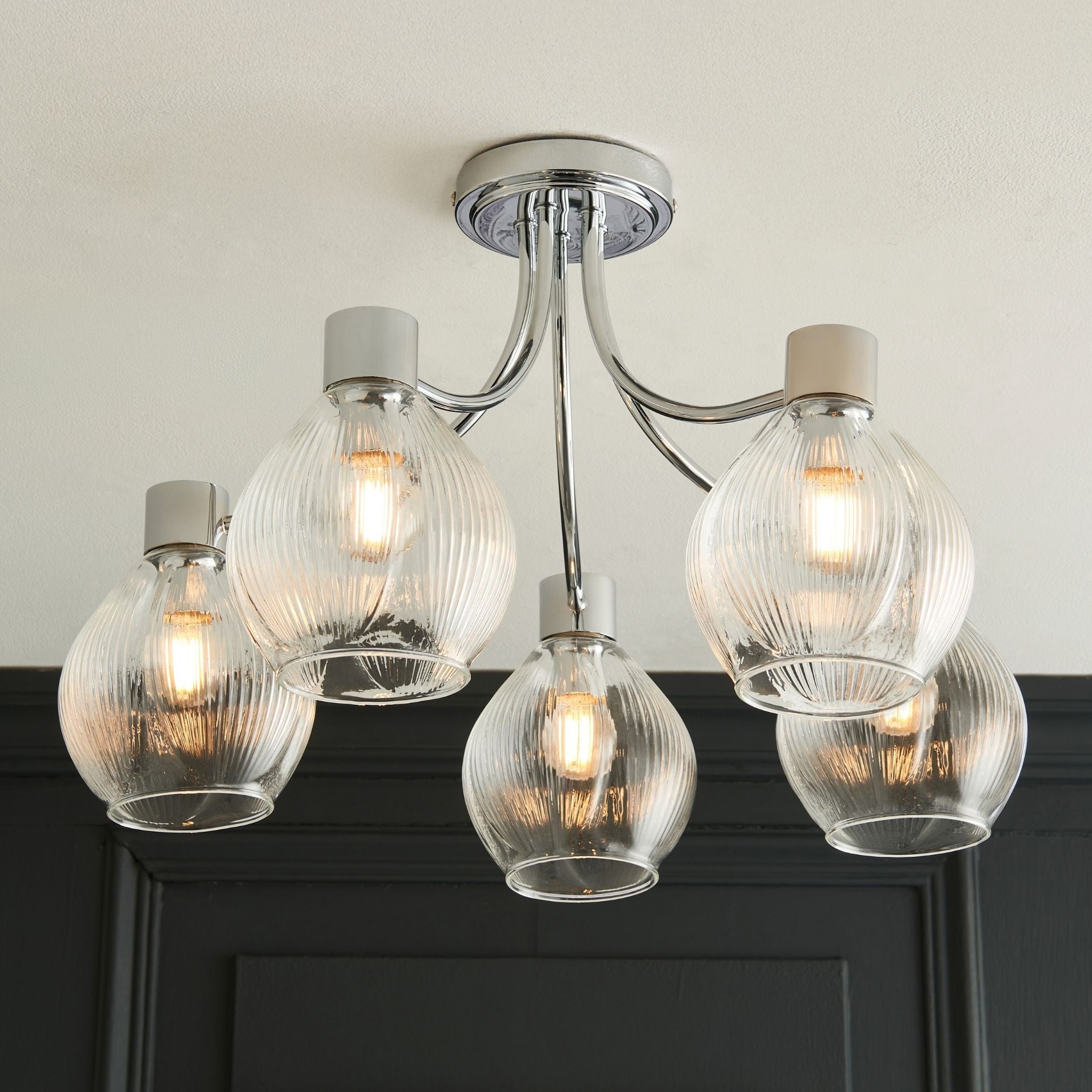 Freyza - Hamilton 5 Light Polished Chrome Semi Flush Ceiling Light