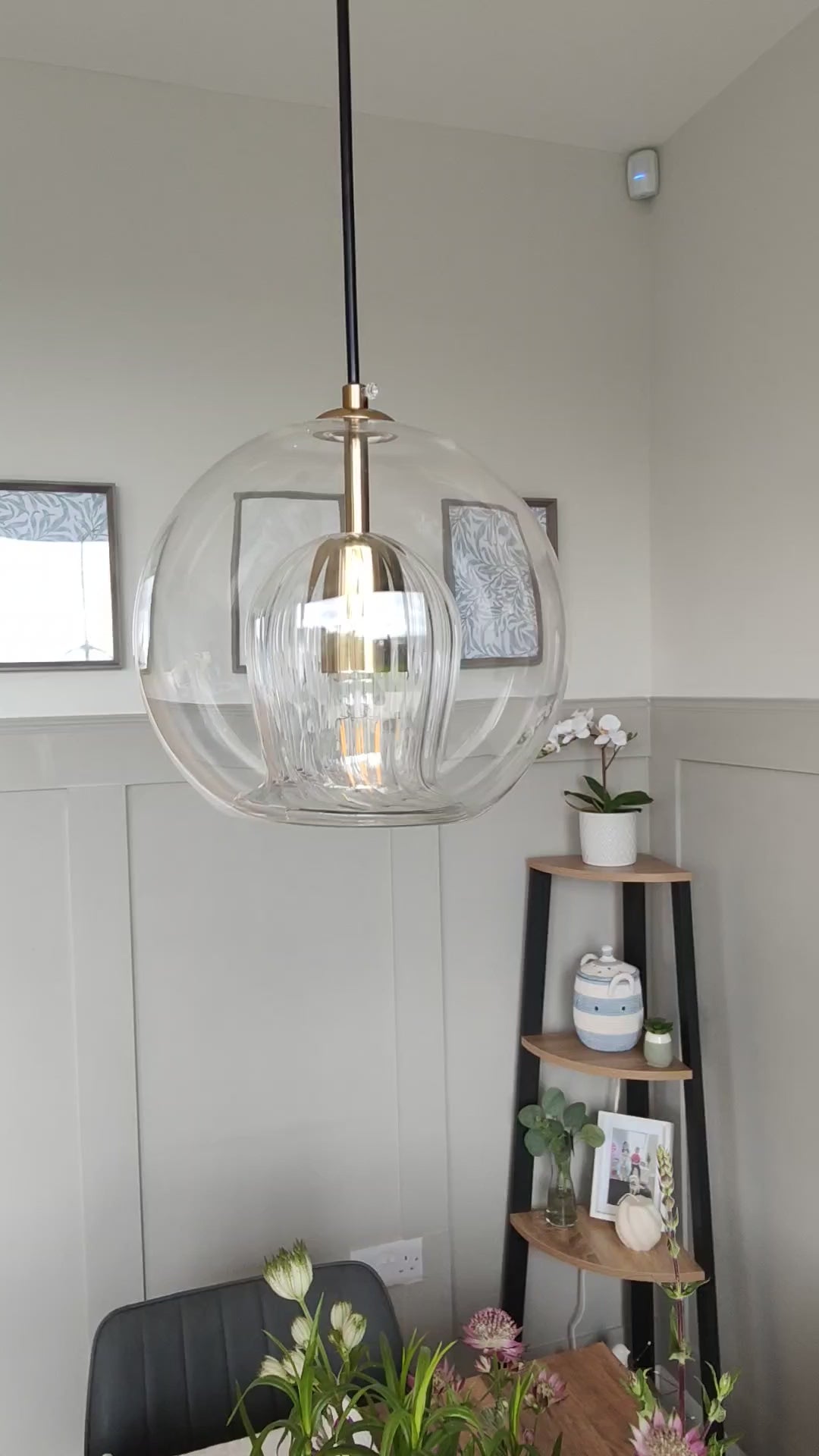 Load video: Freyza | Chic Double Glass Globe Pendant Light with Fluted Shade