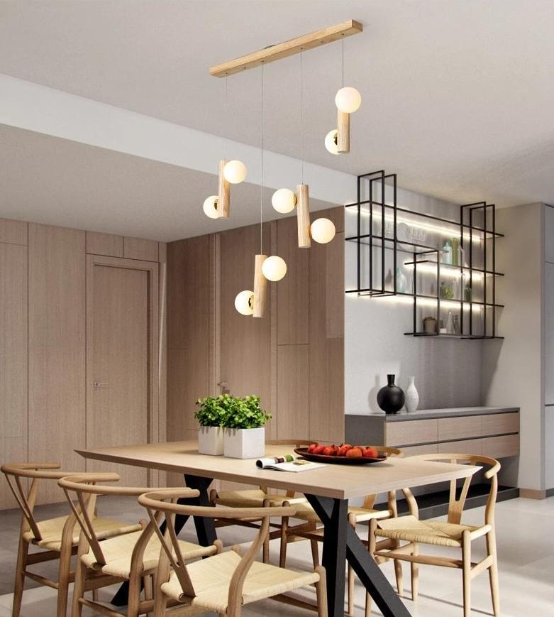 Freyza - Prescott - Modern Wooden Bulb Chandelier