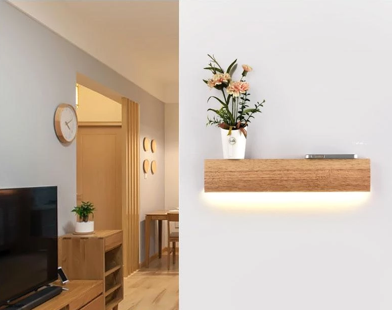 Freyza - Eliana - Moderner Holz Eichenregal & Lampe