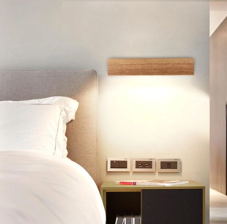 Freyza - Eliana - Modern Wood Oak Shelf & Lamp