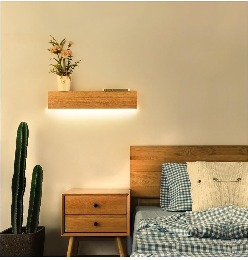 Freyza - Eliana - Modern Wood Oak Shelf & Lamp