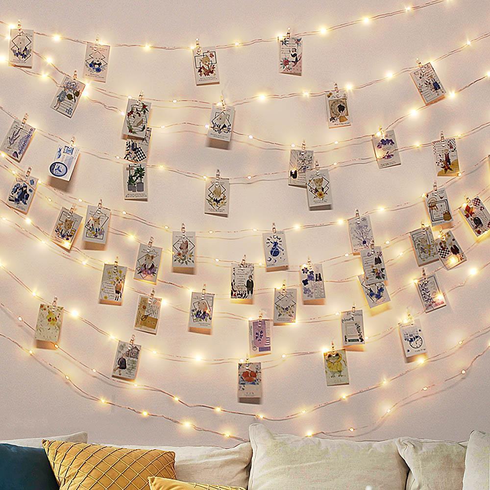 Freyza - Strung - LED Fairy Light String with Photo Clips
